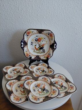 SOLD SOLD DENBIGH Birds Of  Paradise One Large 5 Small Plates  England